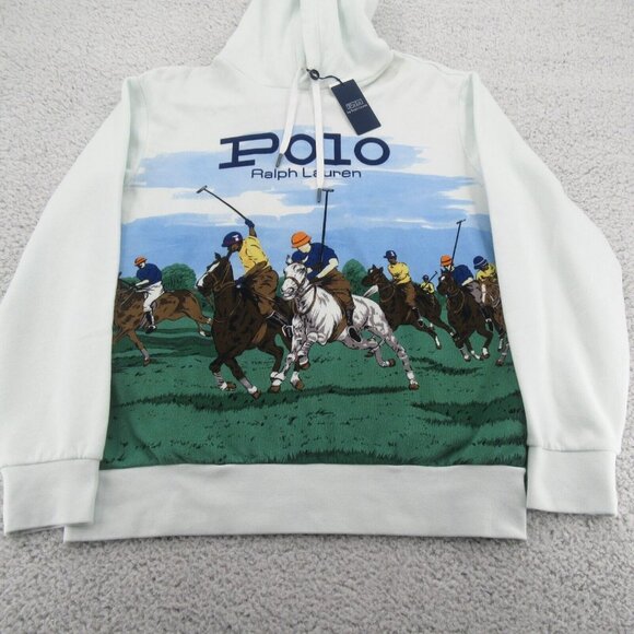 Polo Ralph Lauren Rugby Graphic Fleece Hoodie Mens Size Large Glacier NEW $248 - Picture 6 of 16
